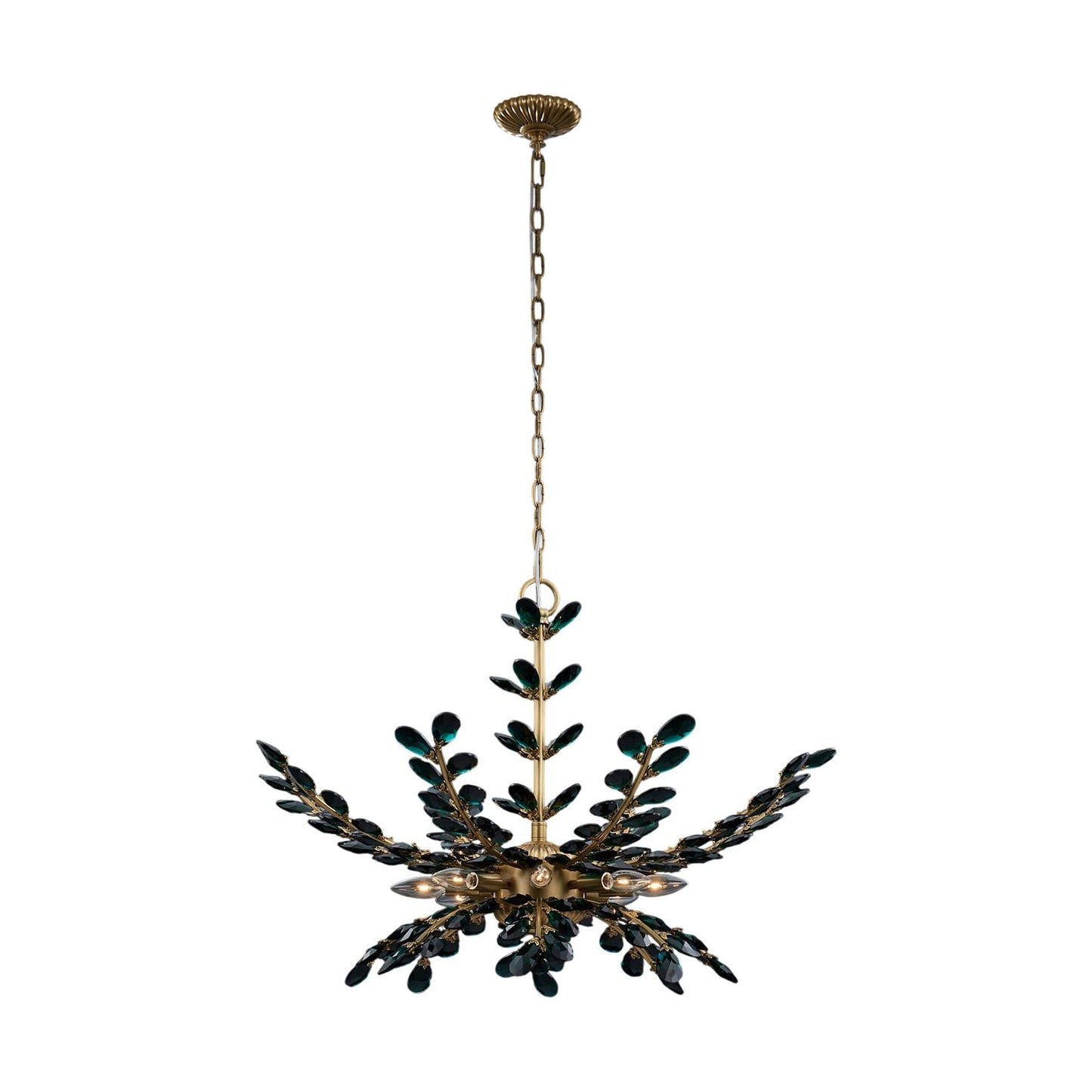 Alloro Chandelier in True Brass (32-Inch).