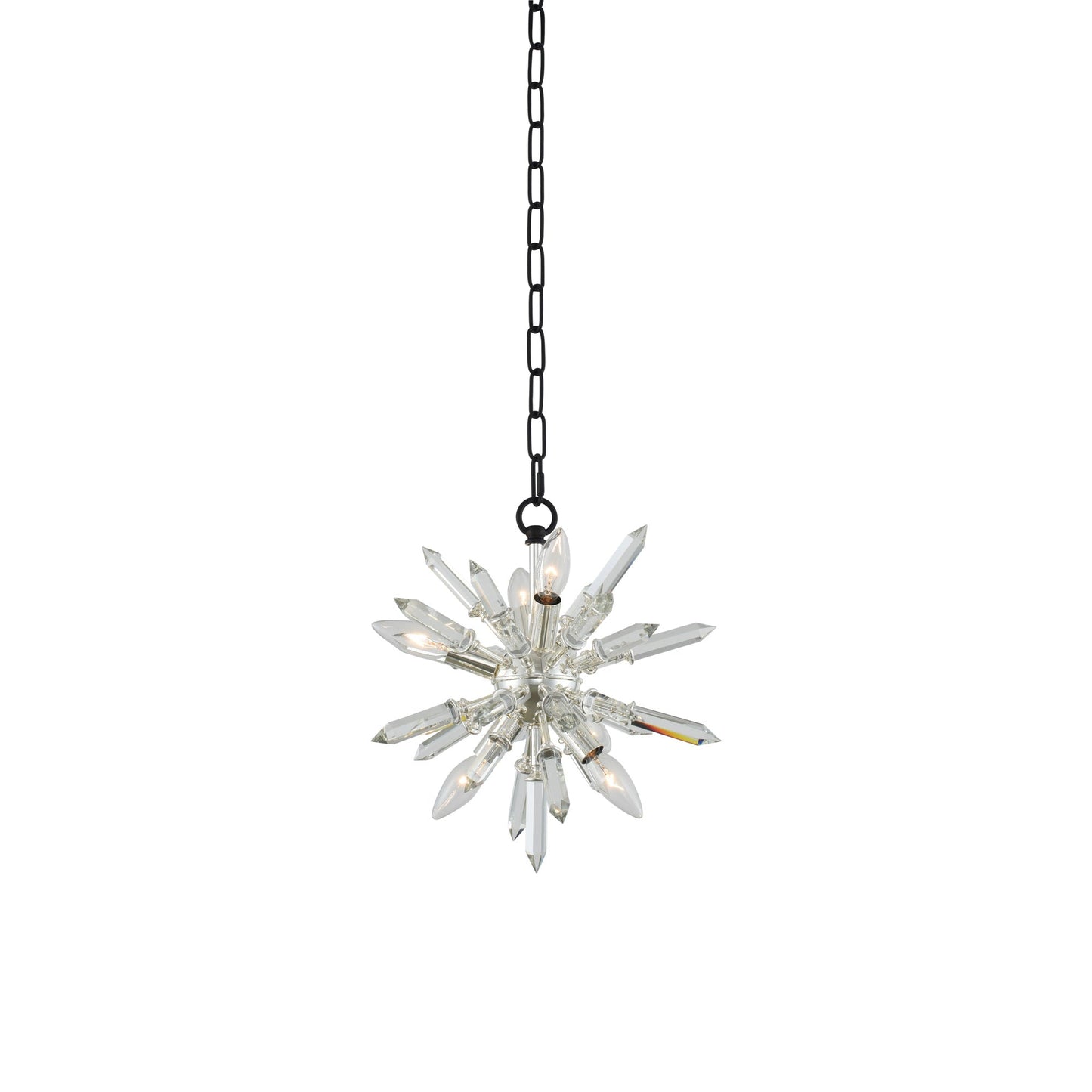 Angelo 14-Inch Pendant Light in Matte Black/Polished Silver.