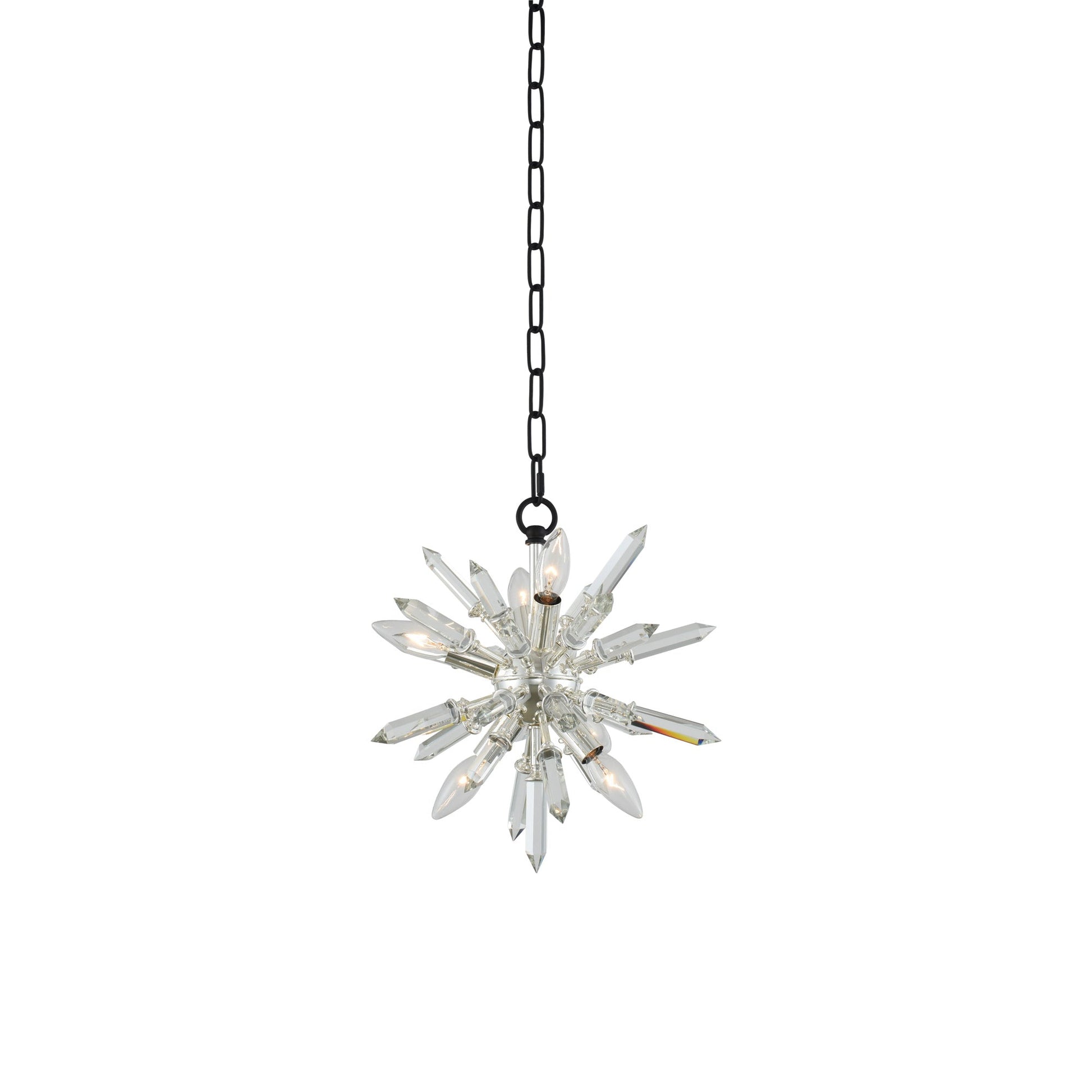 Angelo 14-Inch Pendant Light in Matte Black/Polished Silver.