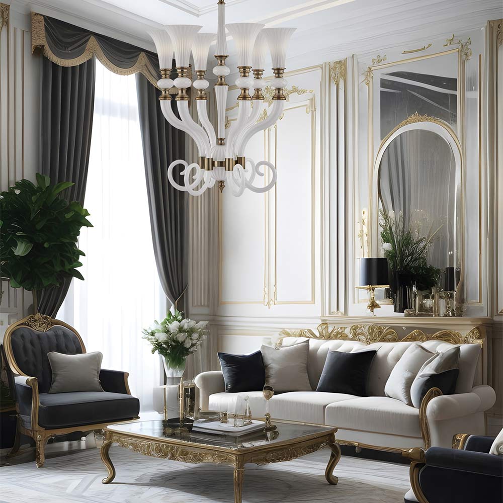 Bianca Chandelier in living room.