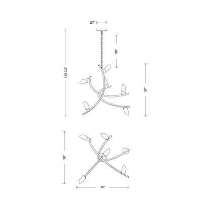 Bilancia LED Chandelier - line drawing.