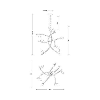 Bilancia LED Chandelier - line drawing.