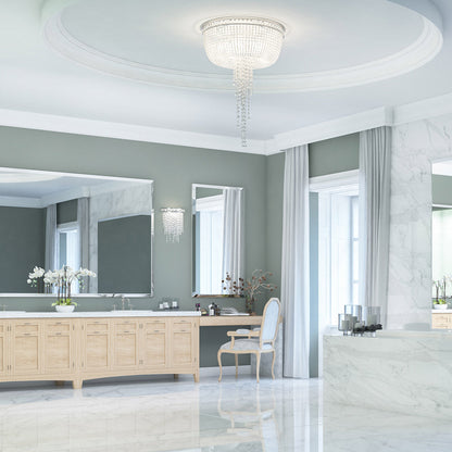 Cascata Chandelier in bathroom.