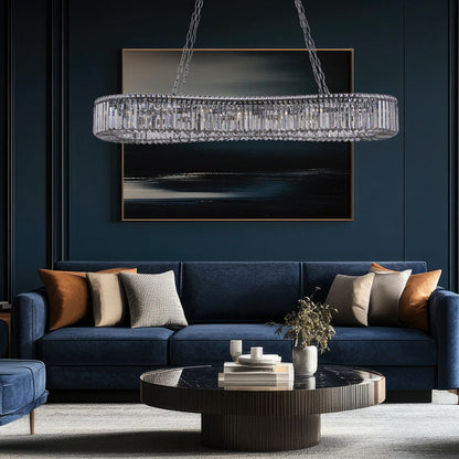 Corda Linear Pendant Light in living room.