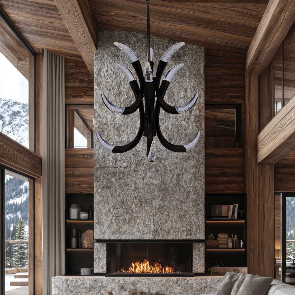 Corna LED Chandelier in living room.