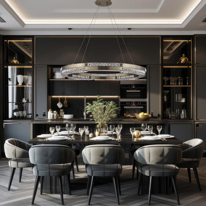 Dama LED Chandelier in dining room.