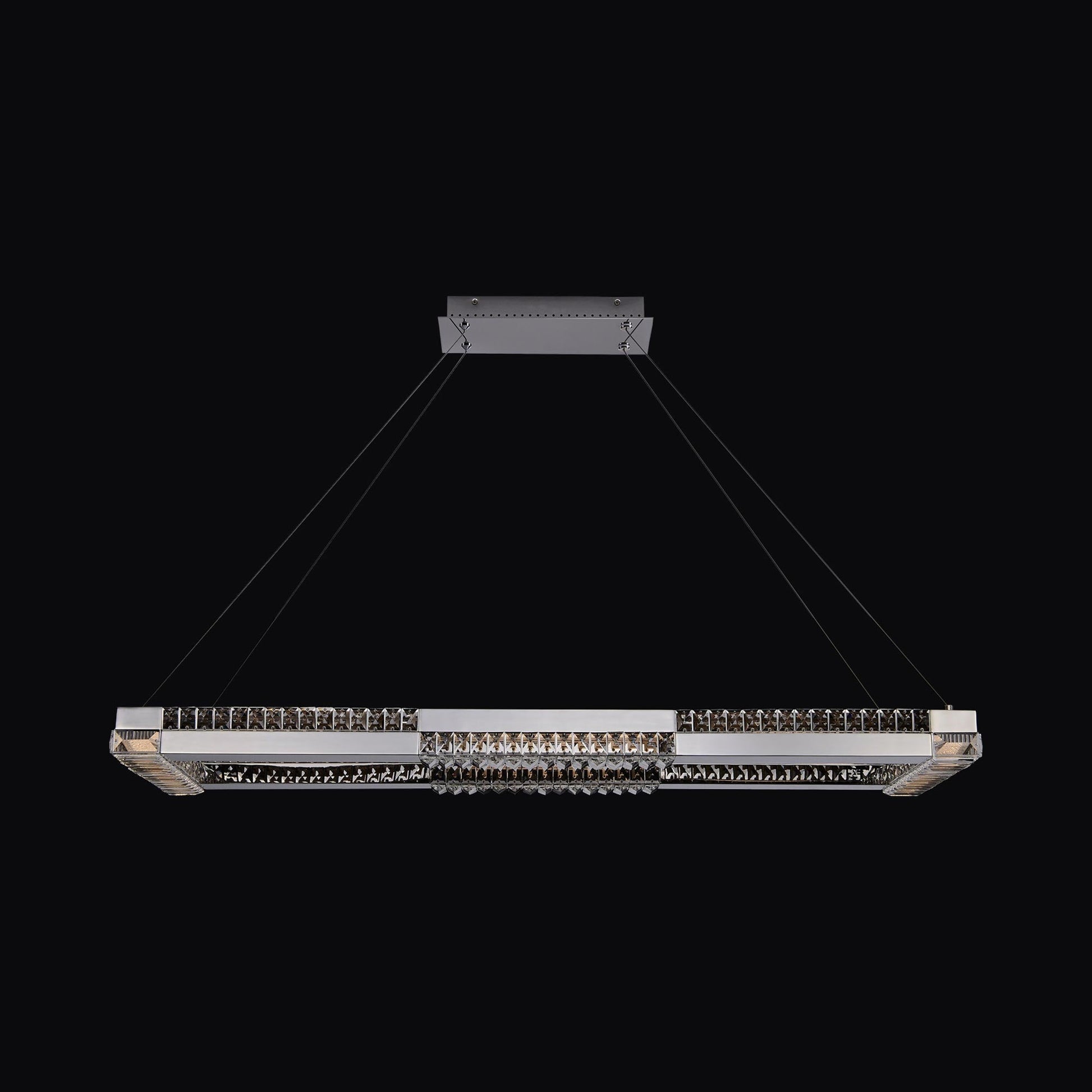 Dama Rectangle Linear LED Pendant Light in Chrome.