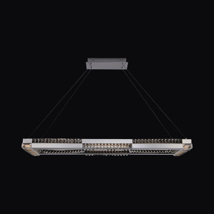 Dama Rectangle Linear LED Pendant Light in Chrome.