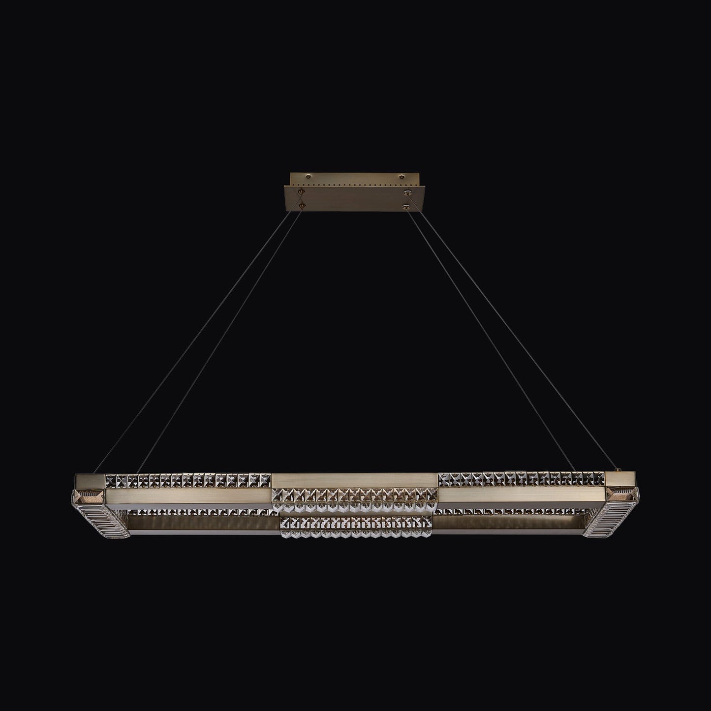 Dama Rectangle Linear LED Pendant Light in Winter Brass.