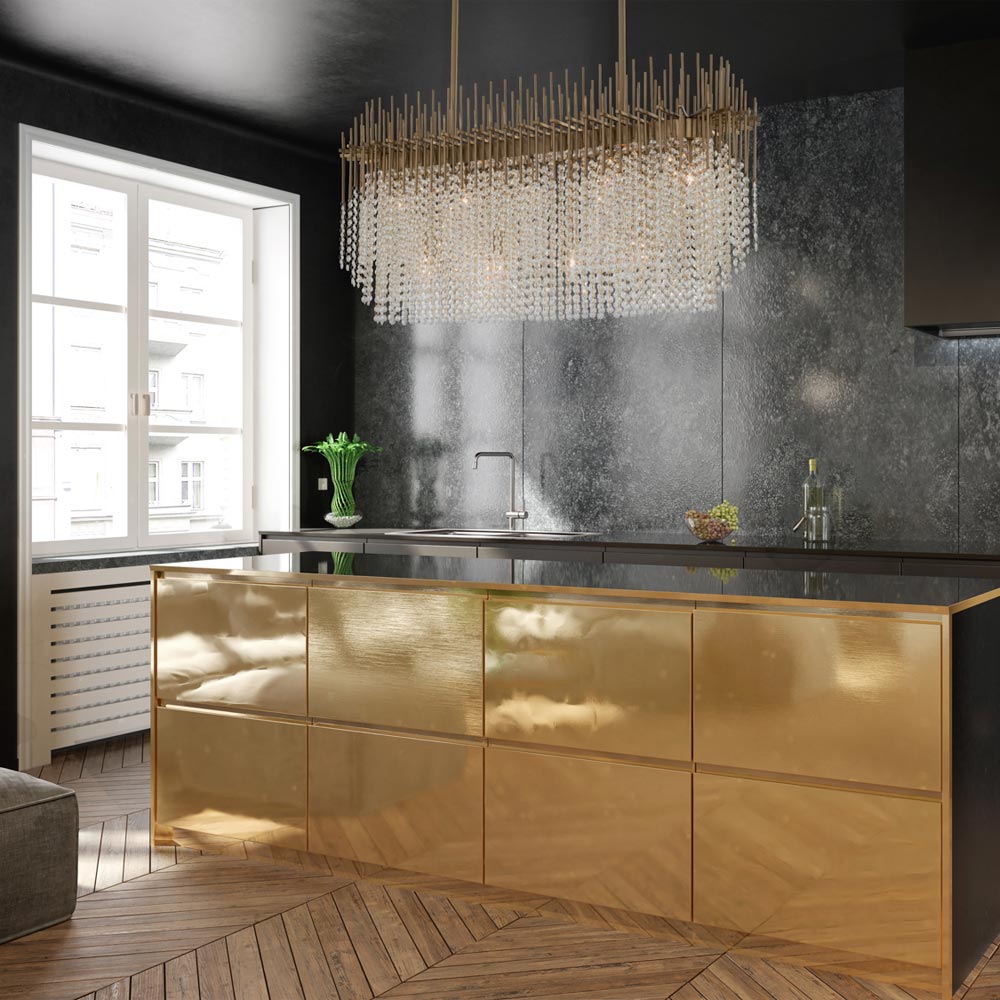 Estrella Linear Pendant Light in kitchen.