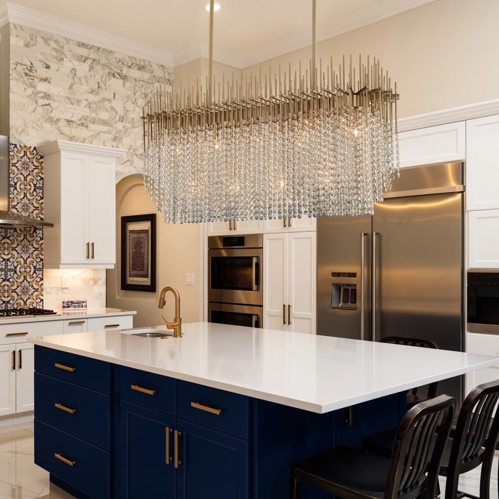 Estrella Linear Pendant Light in kitchen.