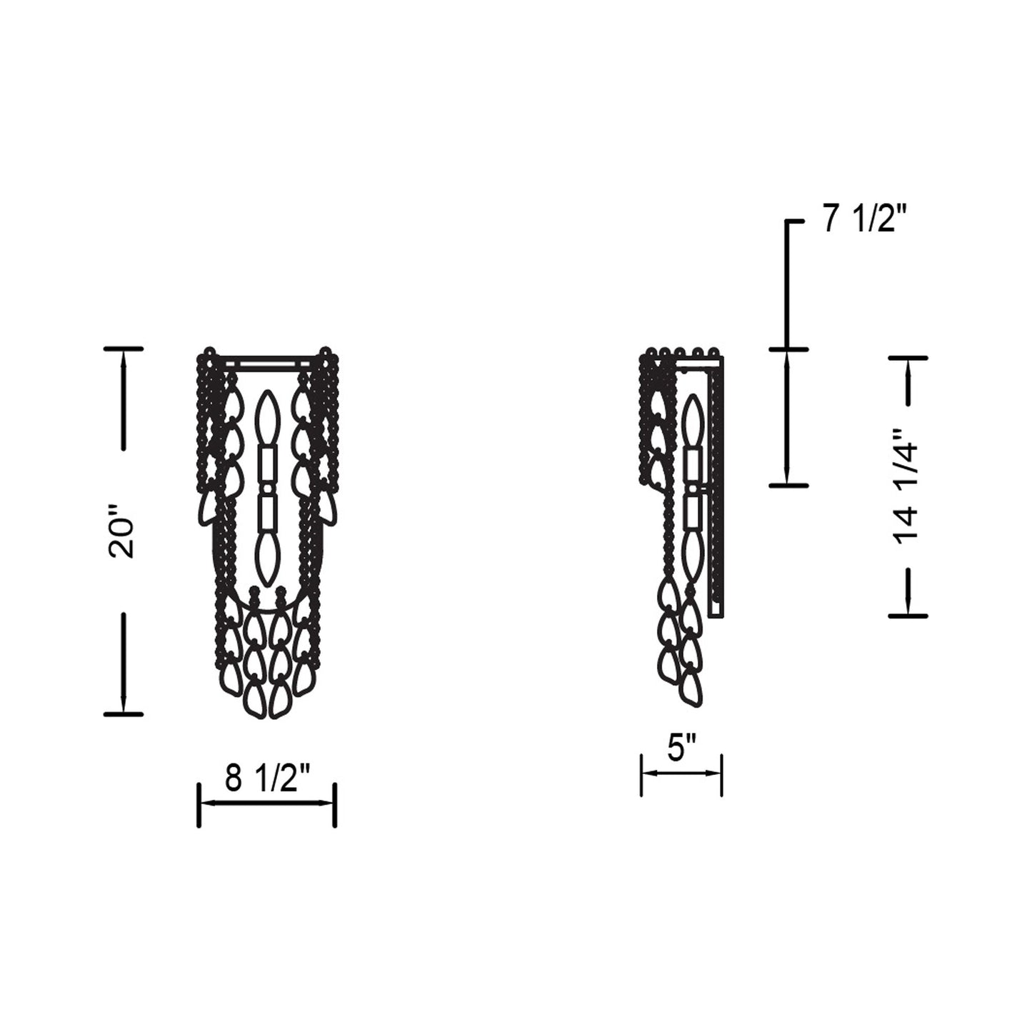 Farfalle Wall Light - line drawing.