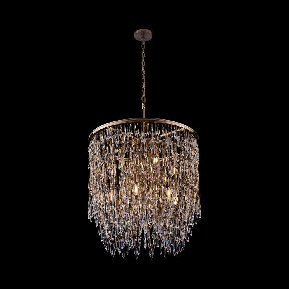 Frangia Chandelier in Brushed Champagne Gold (28-Inch).