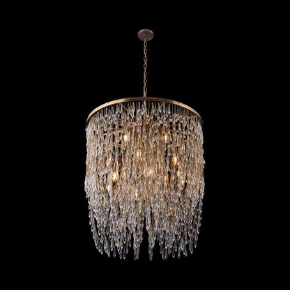 Frangia Chandelier in Brushed Champagne Gold (34-Inch).
