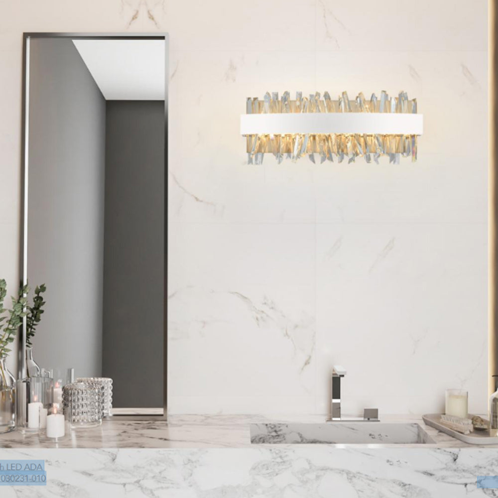 Glacier LED ADA Vanity Wall Light in bathroom.