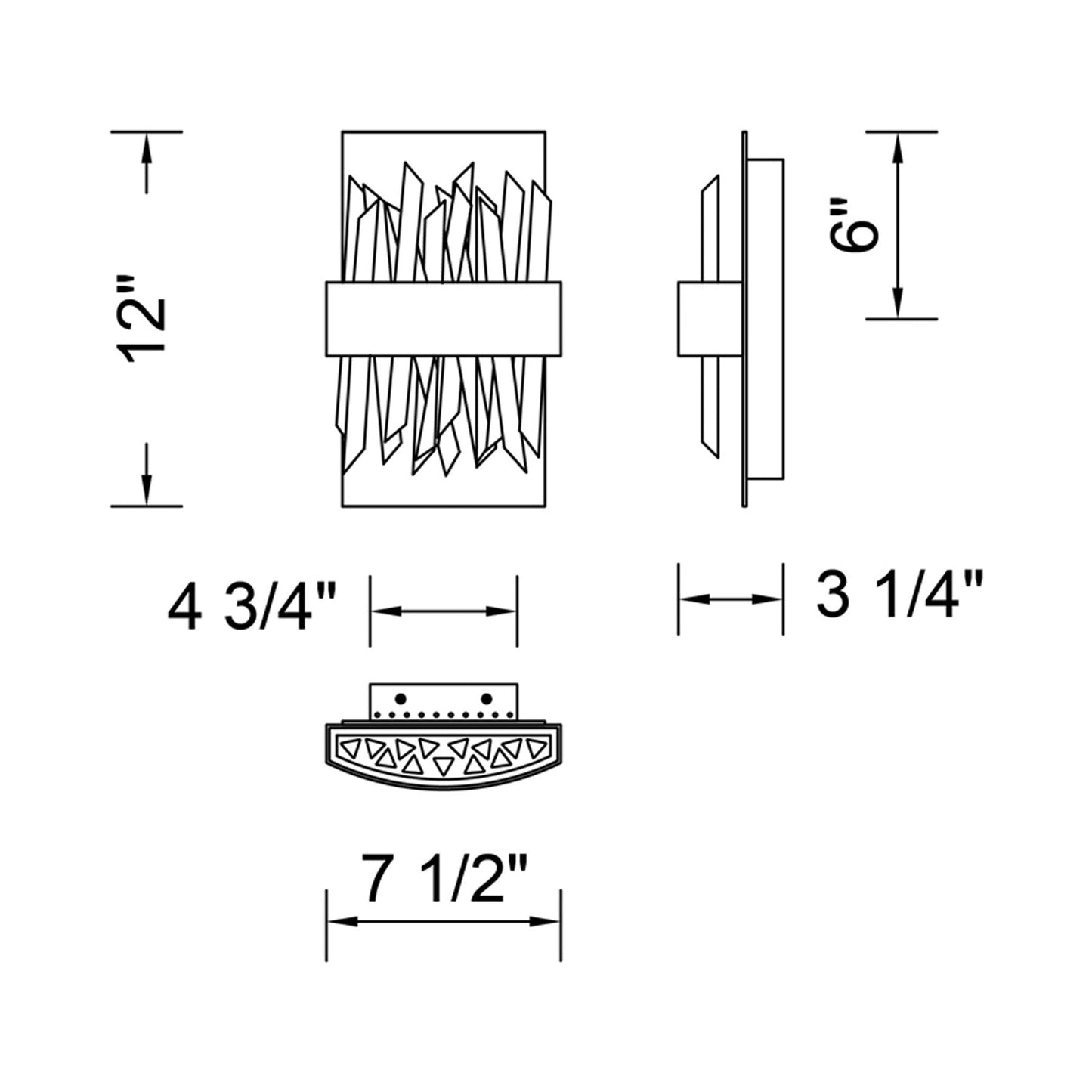 Glacier LED ADA Wall Light - line drawing.