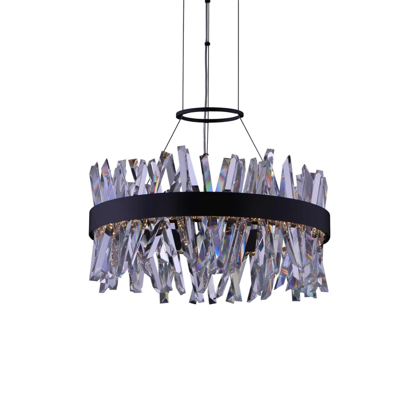 Glacier LED Chandelier in Matte Black (25-Inch).