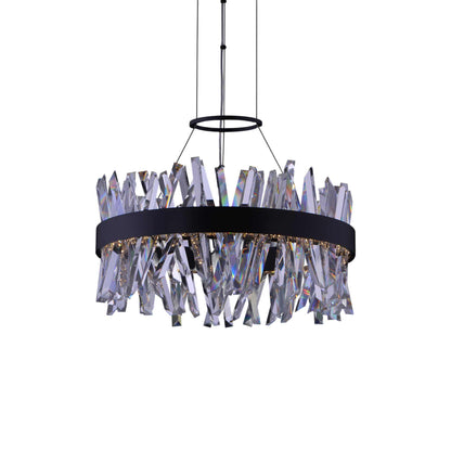 Glacier LED Chandelier in Matte Black (25-Inch).