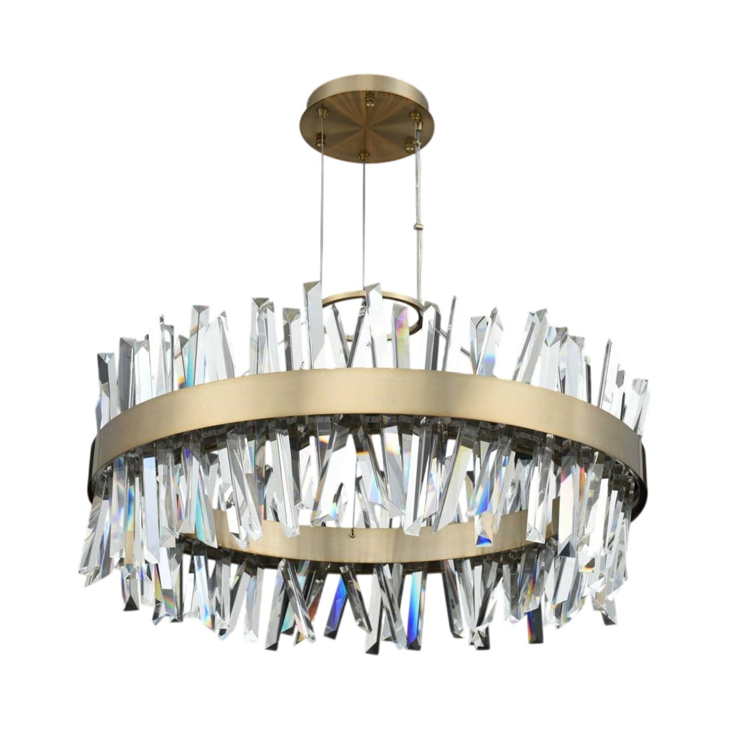Glacier LED Chandelier in Brushed Champagne Gold (32-Inch).