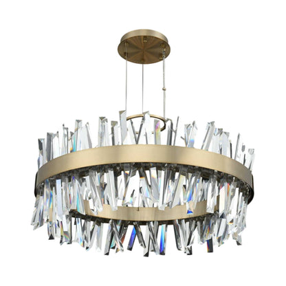 Glacier LED Chandelier in Brushed Champagne Gold (32-Inch).