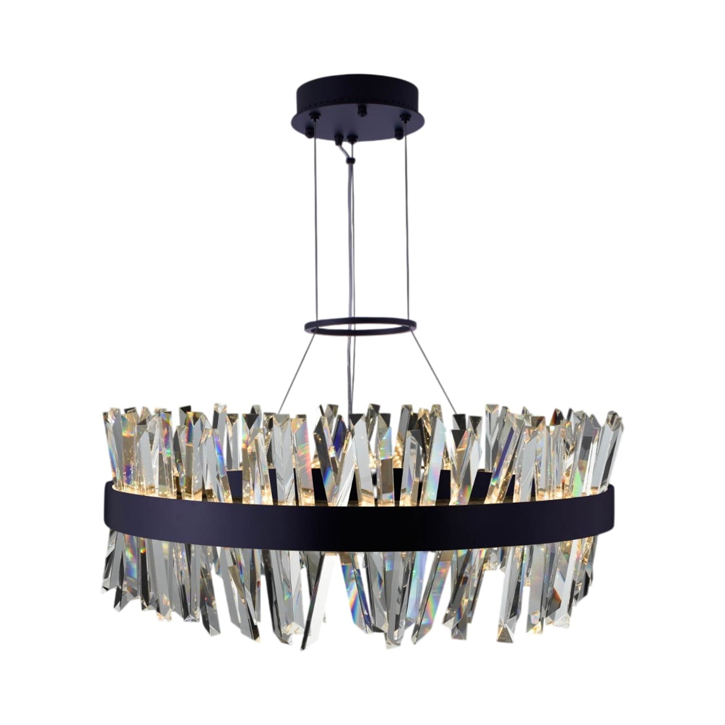 Glacier LED Chandelier in Matte Black (32-Inch).