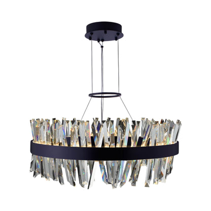 Glacier LED Chandelier in Matte Black (32-Inch).