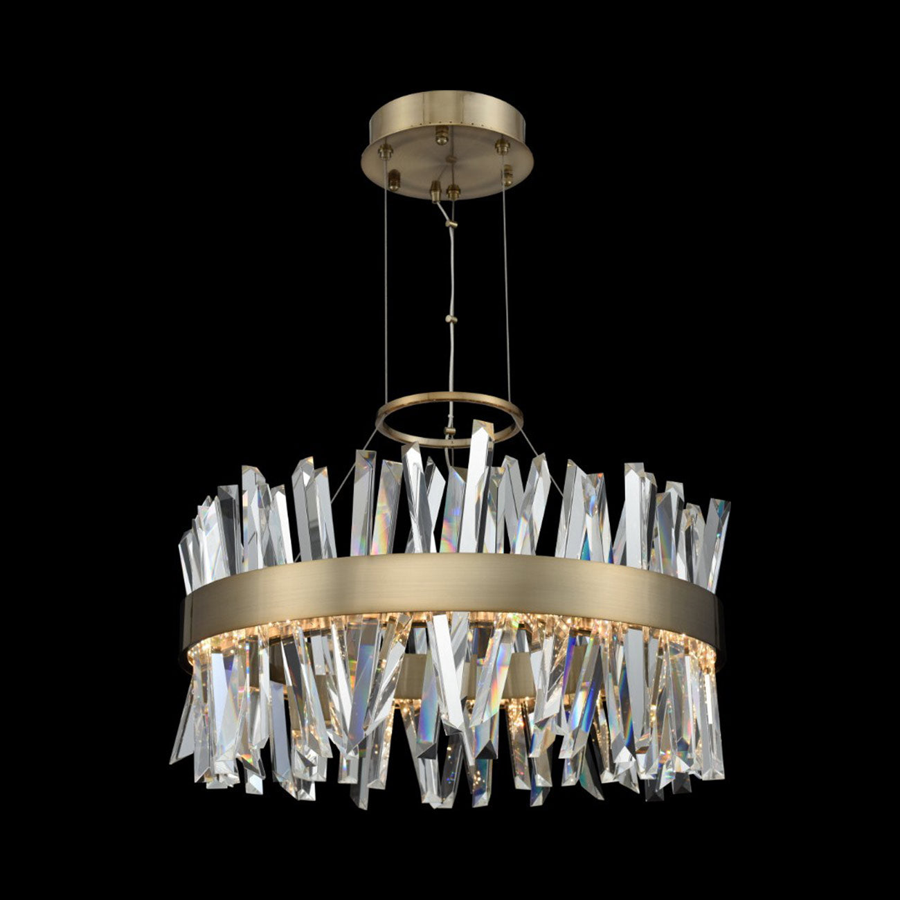 Glacier LED Round Pendant Light in Brushed Champagne Gold (25-Inch).