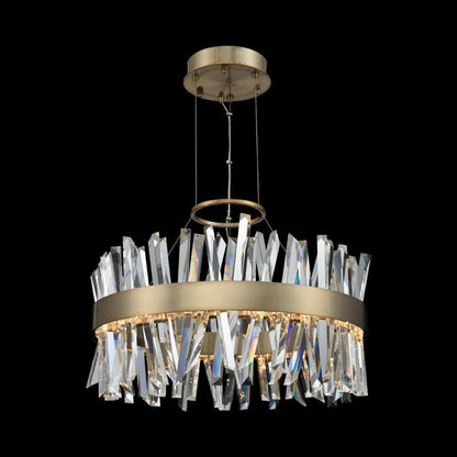 Glacier LED Round Pendant Light in Brushed Champagne Gold (25-Inch).