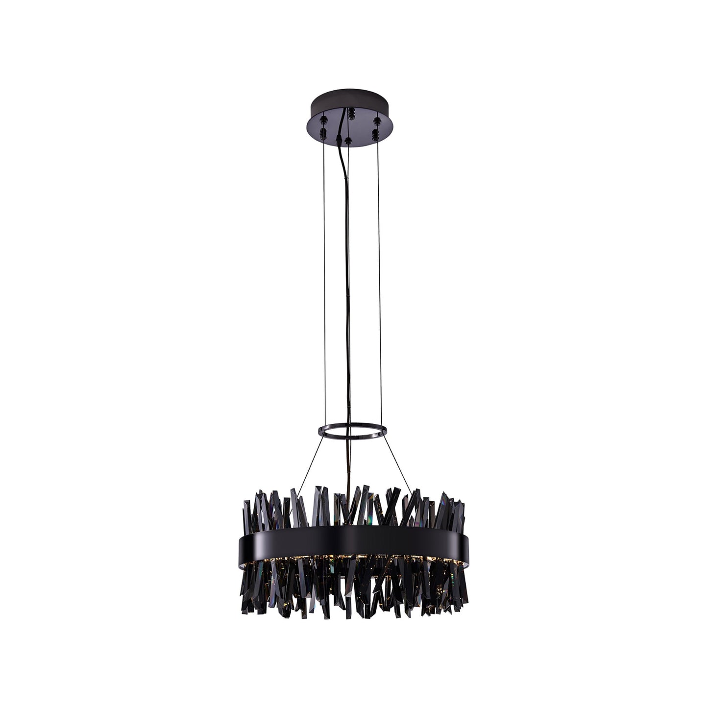 Glacier LED Round Pendant Light in Black Nickel (20-Inch).