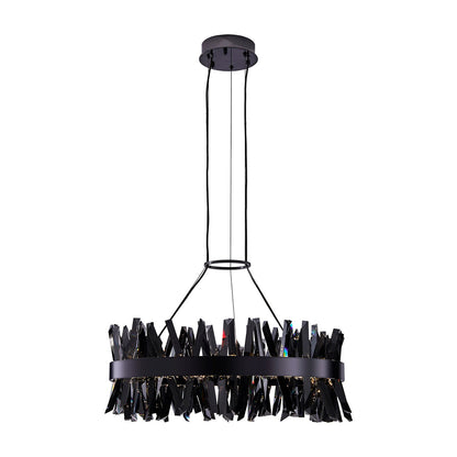 Glacier LED Round Pendant Light in Black Nickel (32-Inch).