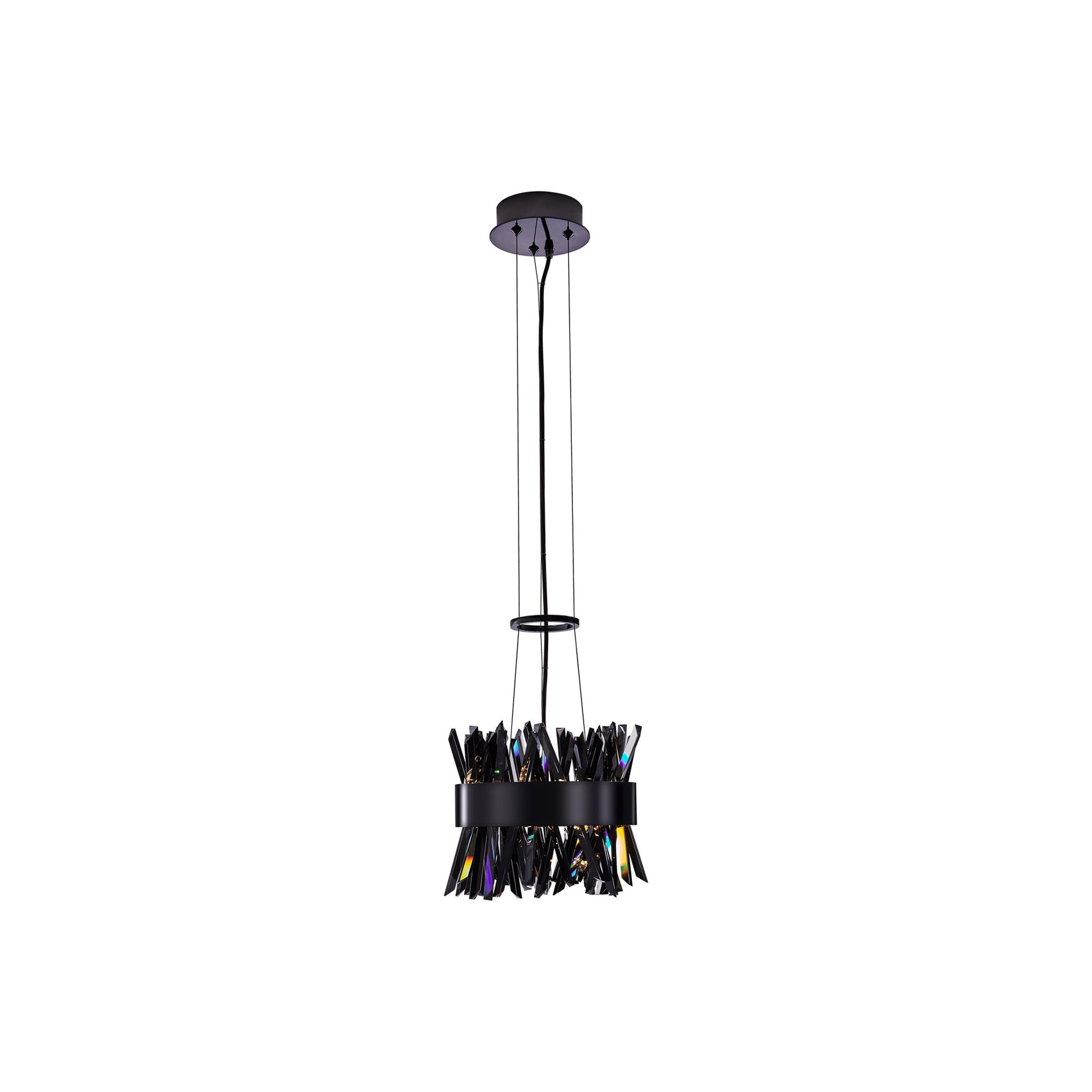 Glacier LED Round Pendant Light in Black Nickel (10-Inch).