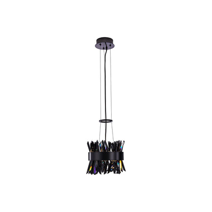 Glacier LED Round Pendant Light in Black Nickel (10-Inch).
