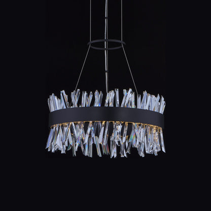 Glacier LED Round Pendant Light in Matte Black (20-Inch).