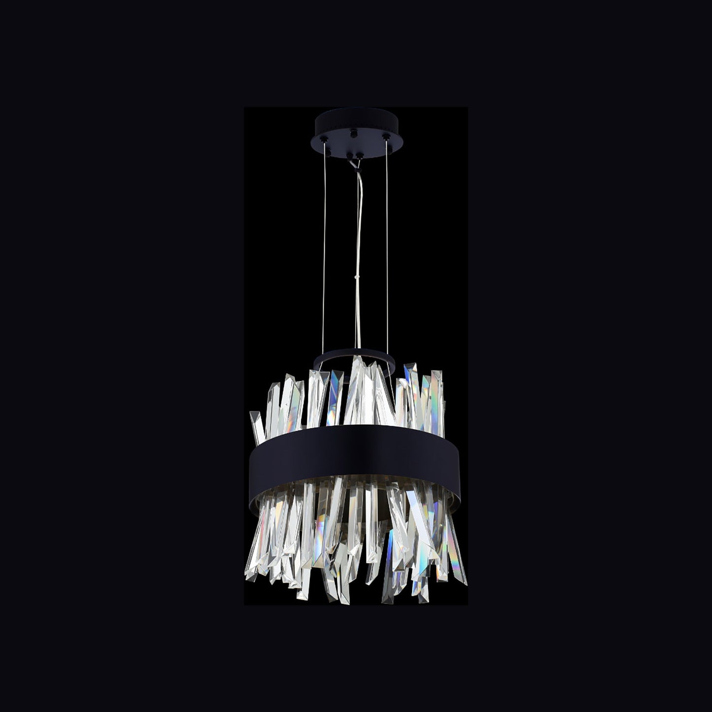 Glacier LED Round Pendant Light in Matte Black (10-Inch).