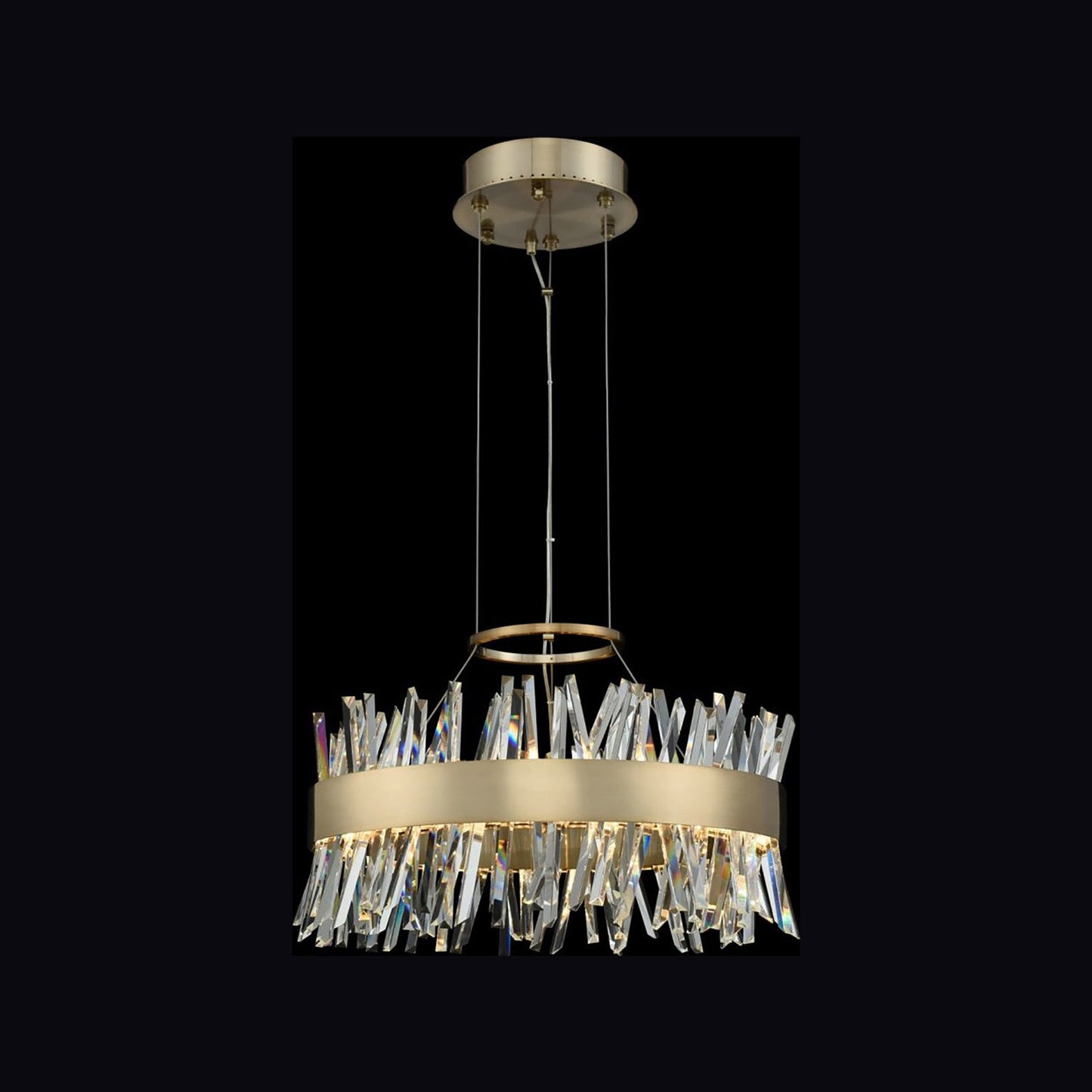 Glacier LED Round Pendant Light in Brushed Champagne Gold (20-Inch).