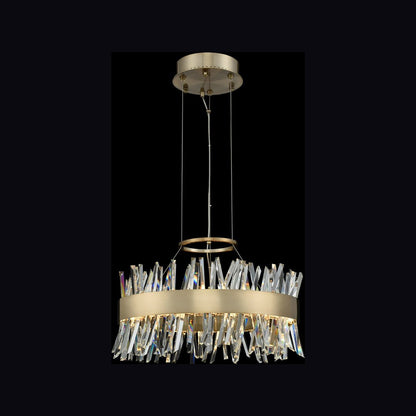 Glacier LED Round Pendant Light in Brushed Champagne Gold (20-Inch).