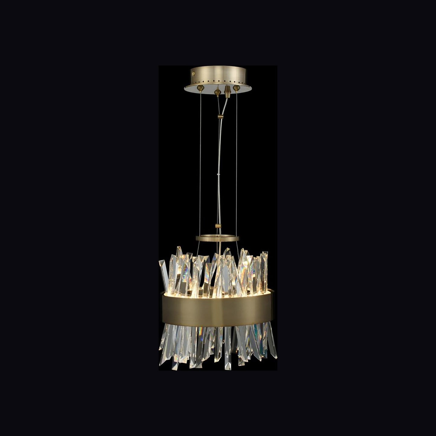 Glacier LED Round Pendant Light in Brushed Champagne Gold (10-Inch).