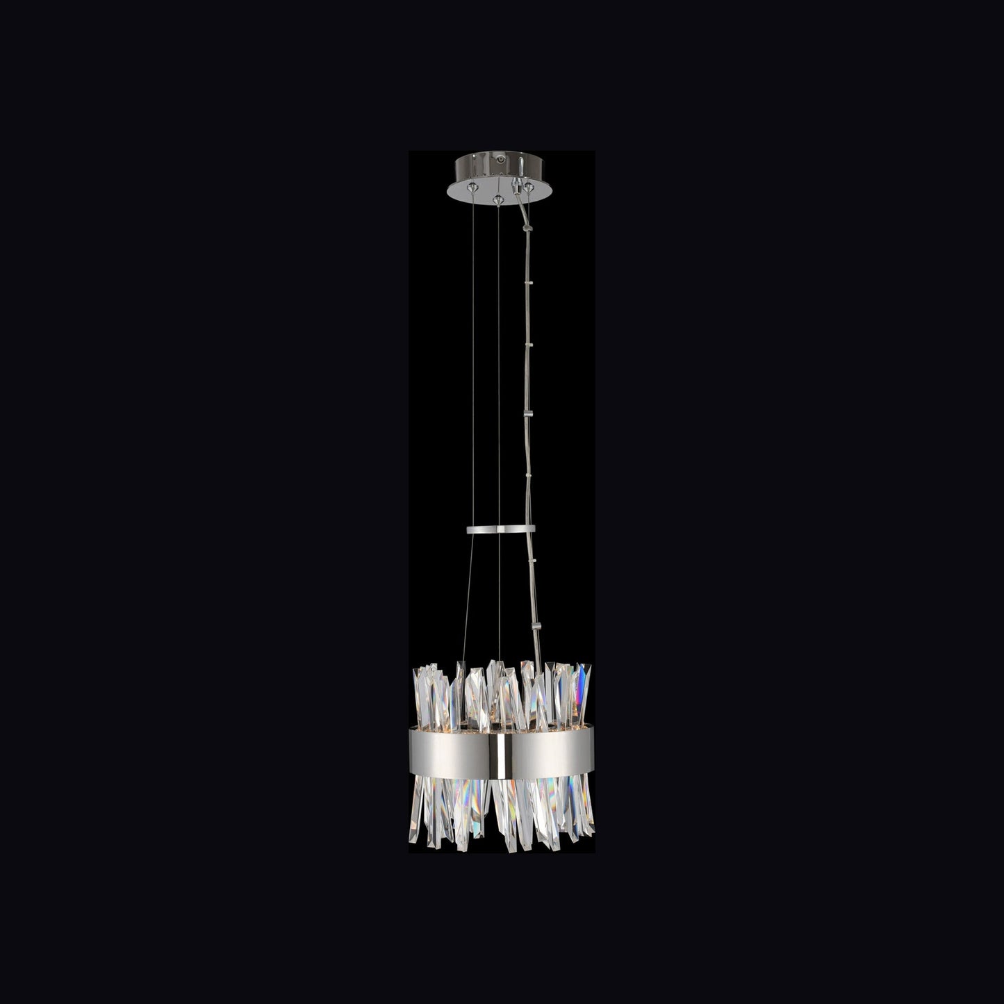 Glacier LED Round Pendant Light in Chrome (10-Inch).