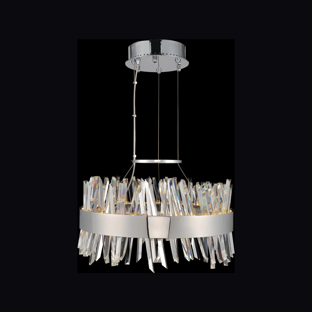 Glacier LED Round Pendant Light in Chrome (20-Inch).