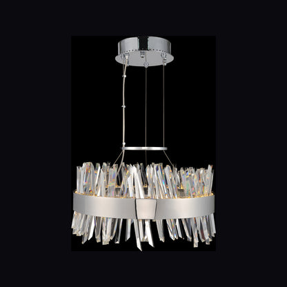Glacier LED Round Pendant Light in Chrome (20-Inch).