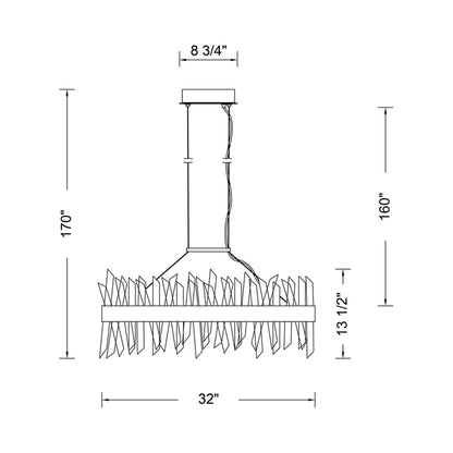 Glacier LED Round Pendant Light in - line drawing.