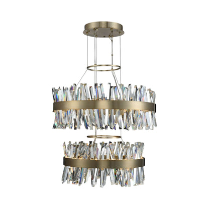 Glacier LED Tiered Chandelier in Brushed Champagne Gold.