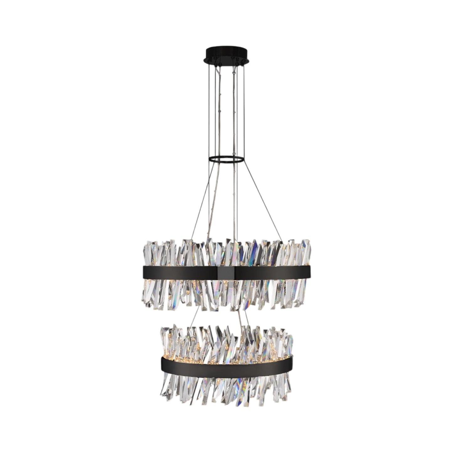 Glacier LED Tiered Chandelier in Matte Black.