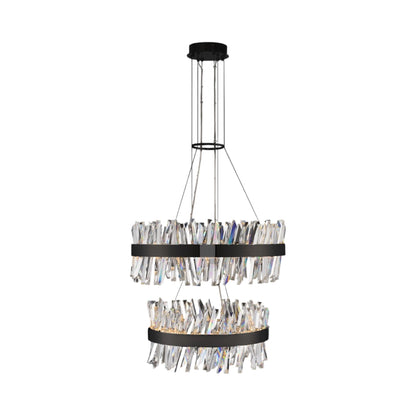 Glacier LED Tiered Chandelier in Matte Black.