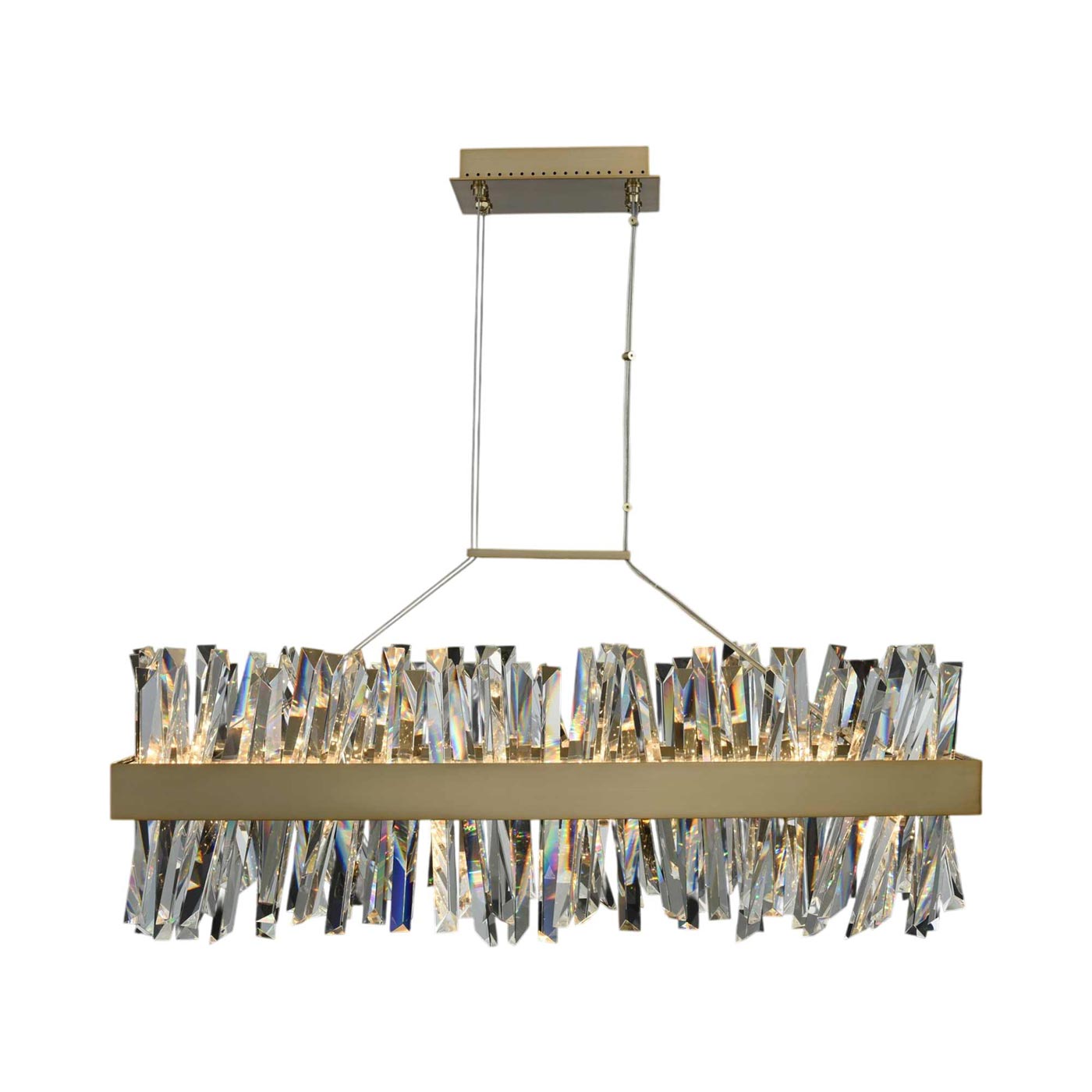 Glacier Linear LED Pendant Light in Brushed Champagne Gold (36-Inch).
