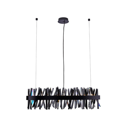 Glacier Wave Linear LED Pendant Light in Black Nickel (42-Inch).