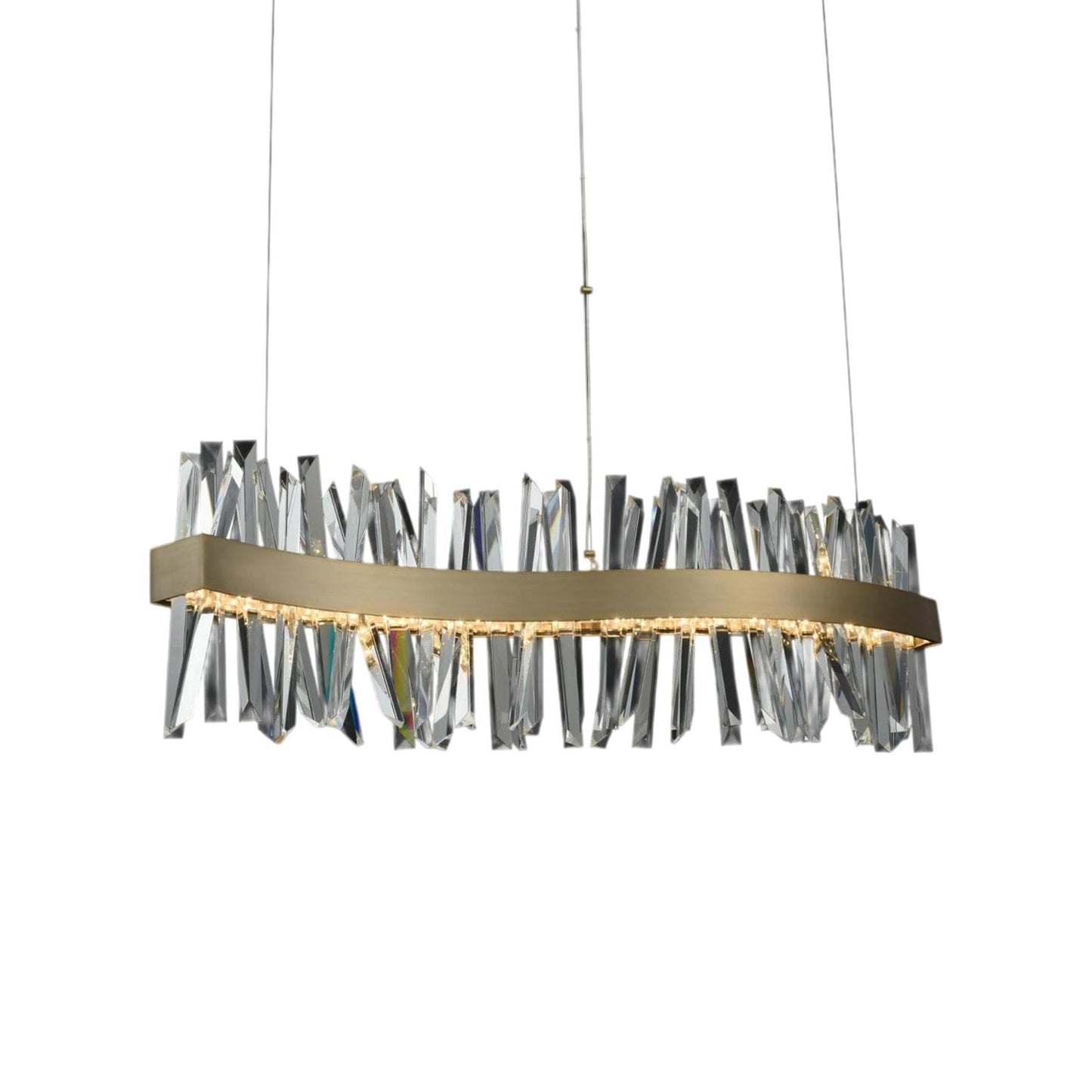 Glacier Wave Linear LED Pendant Light in Brushed Champagne Gold (42-Inch).