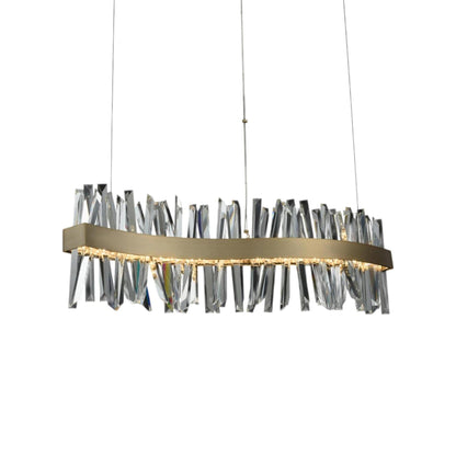 Glacier Wave Linear LED Pendant Light in Brushed Champagne Gold (42-Inch).