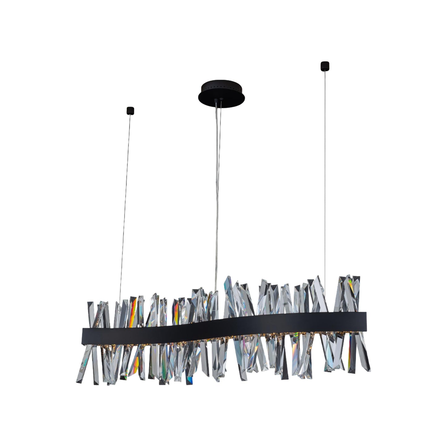 Glacier Wave Linear LED Pendant Light in Matte Black (42-Inch).