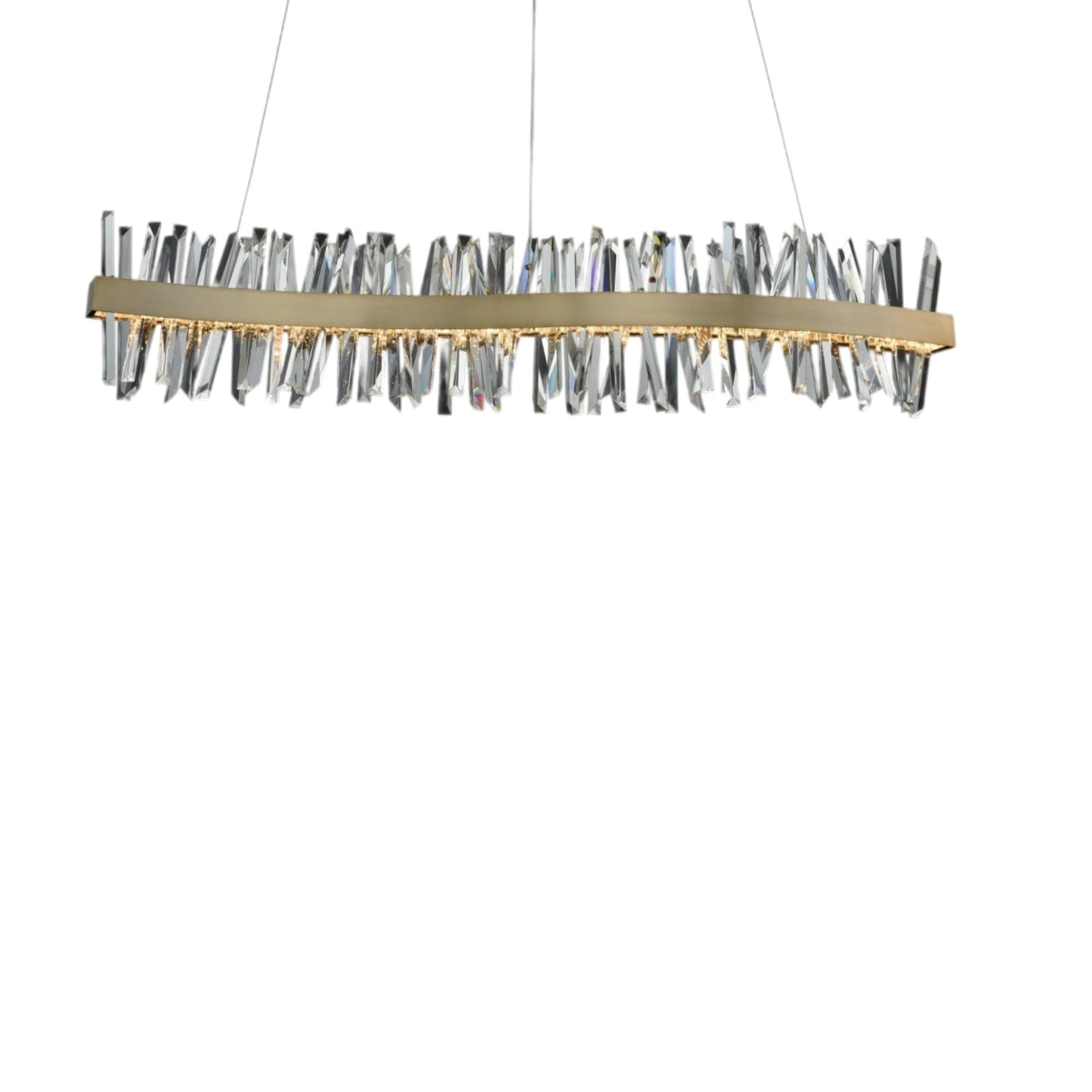Glacier Wave Linear LED Pendant Light in Brushed Champagne Gold (60-Inch).